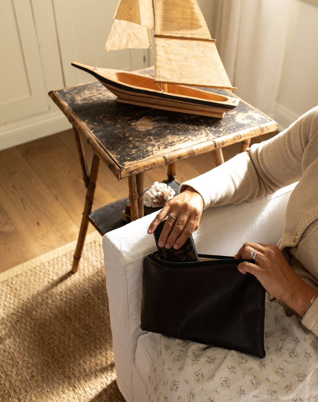 The Leather and Canvas Clutch