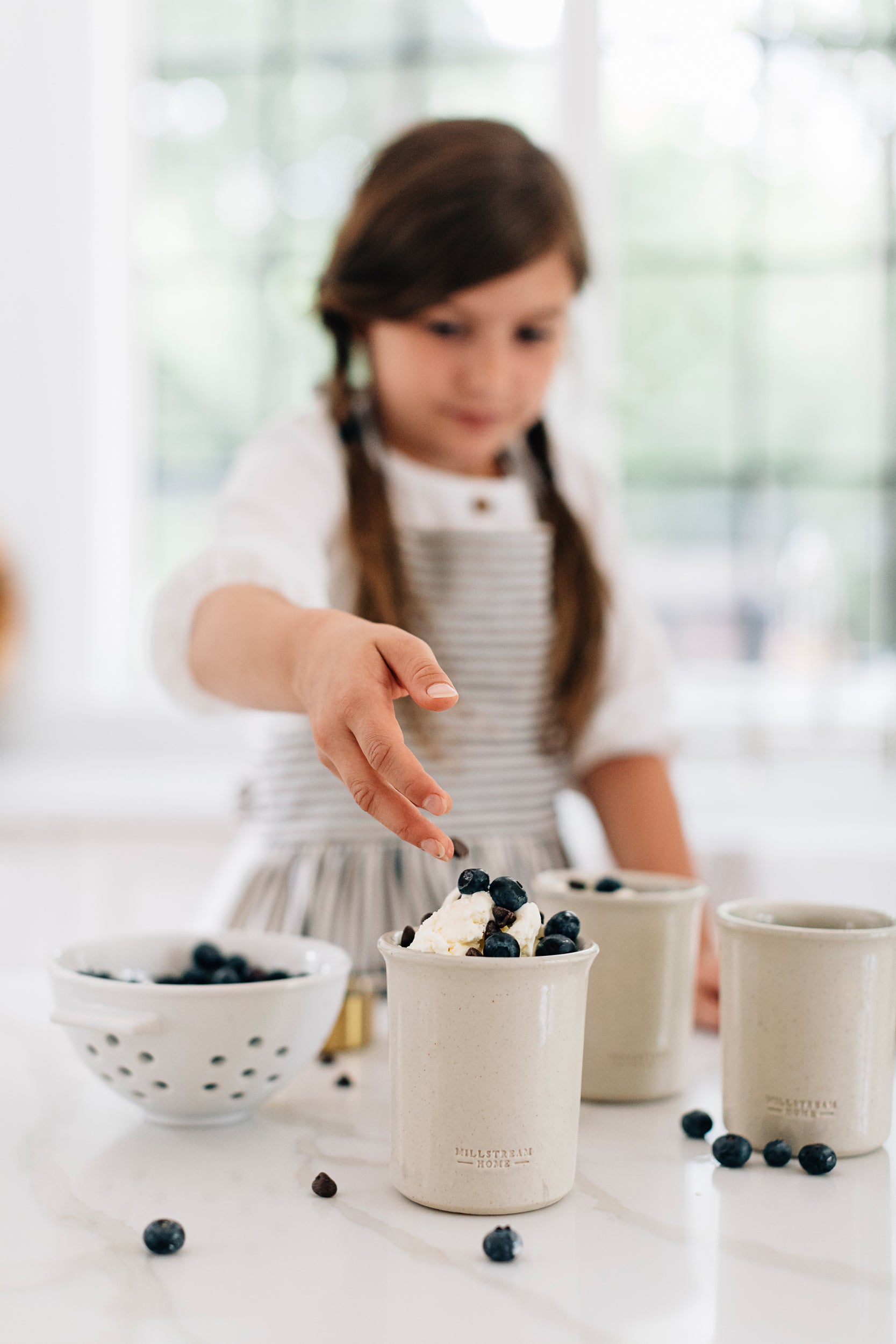 The Cup with Ice Cream and Blueberries inside